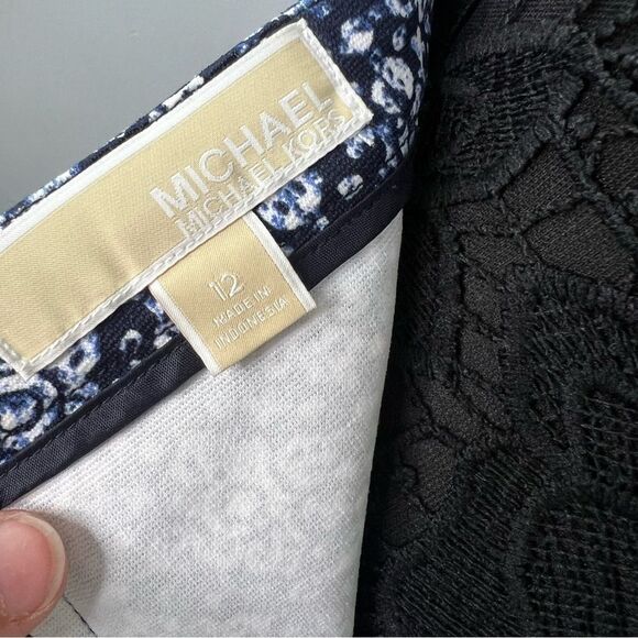 Sz 12 Michael Michael Kors Blue& White Floral Skater Skirt NWOT $80 MSRP - Picture 7 of 9